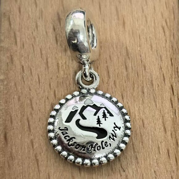 Pandora Jackson Hole .WY JH Tetons Dangle Charm, S925 Silver Bracelets - Picture 1 of 4